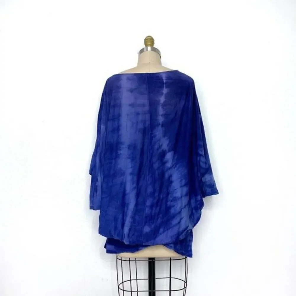 Y2K Elizabeth and James Oversized Indigo Tie-Dye Batwing Jersey Tee Top sz XS - Picture 6 of 8